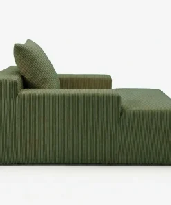 Fauteuil lounge style méridienne Rodin Velours côtelé Vert