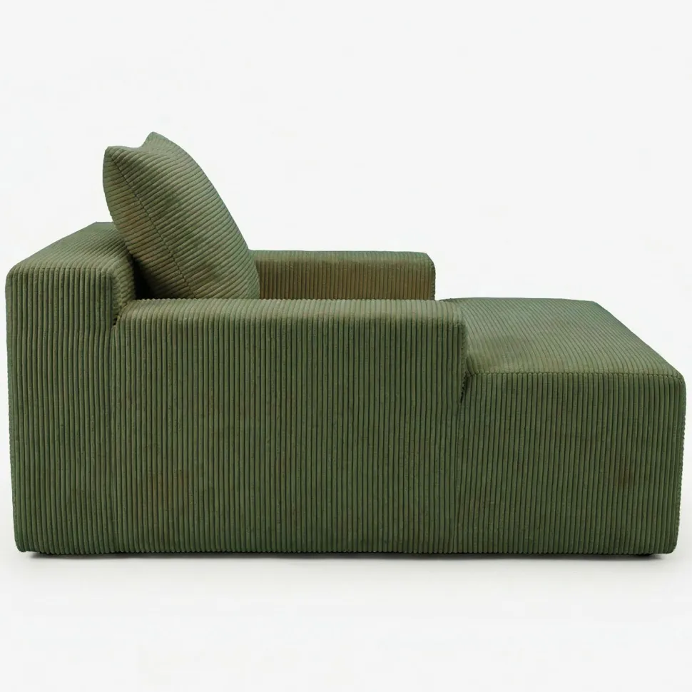 Fauteuil lounge style méridienne Rodin Velours côtelé Vert