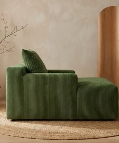 Fauteuil lounge style méridienne Rodin Velours côtelé Vert