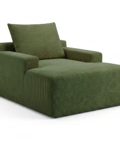 Fauteuil lounge style méridienne Rodin Velours côtelé Vert