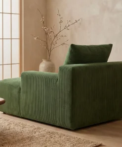 Fauteuil lounge style méridienne Rodin Velours côtelé Vert