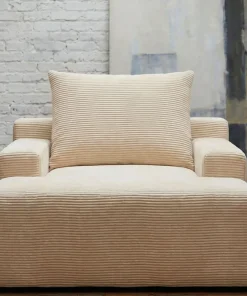 Fauteuil lounge style méridienne Rodin Velours côtelé Beige