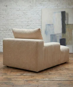 Fauteuil lounge style méridienne Rodin Velours côtelé Beige