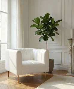 Fauteuil moderne à coutures verticales Sacramento Simili Blanc