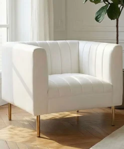 Fauteuil moderne à coutures verticales Sacramento Simili Blanc