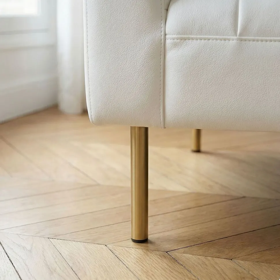 Fauteuil moderne à coutures verticales Sacramento Simili Blanc