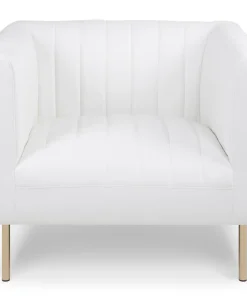 Fauteuil moderne à coutures verticales Sacramento Simili Blanc
