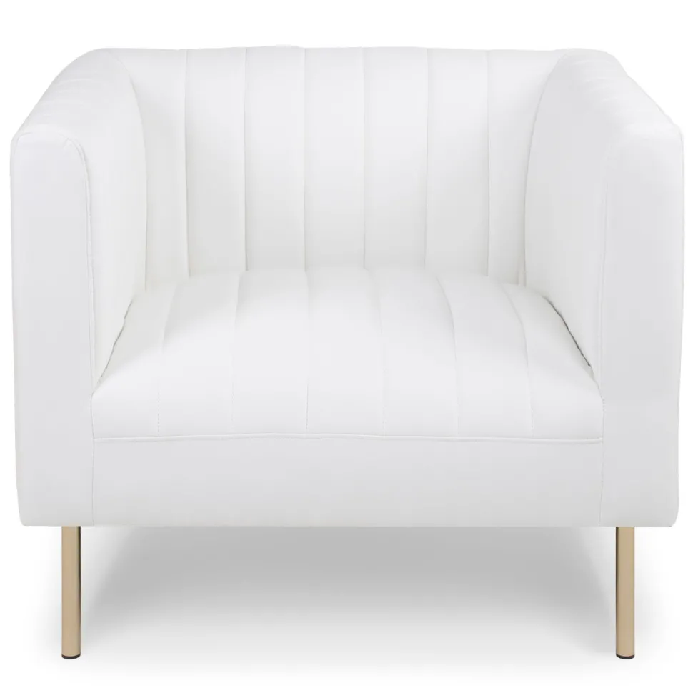 Fauteuil moderne à coutures verticales Sacramento Simili Blanc