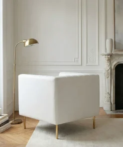 Fauteuil moderne à coutures verticales Sacramento Simili Blanc