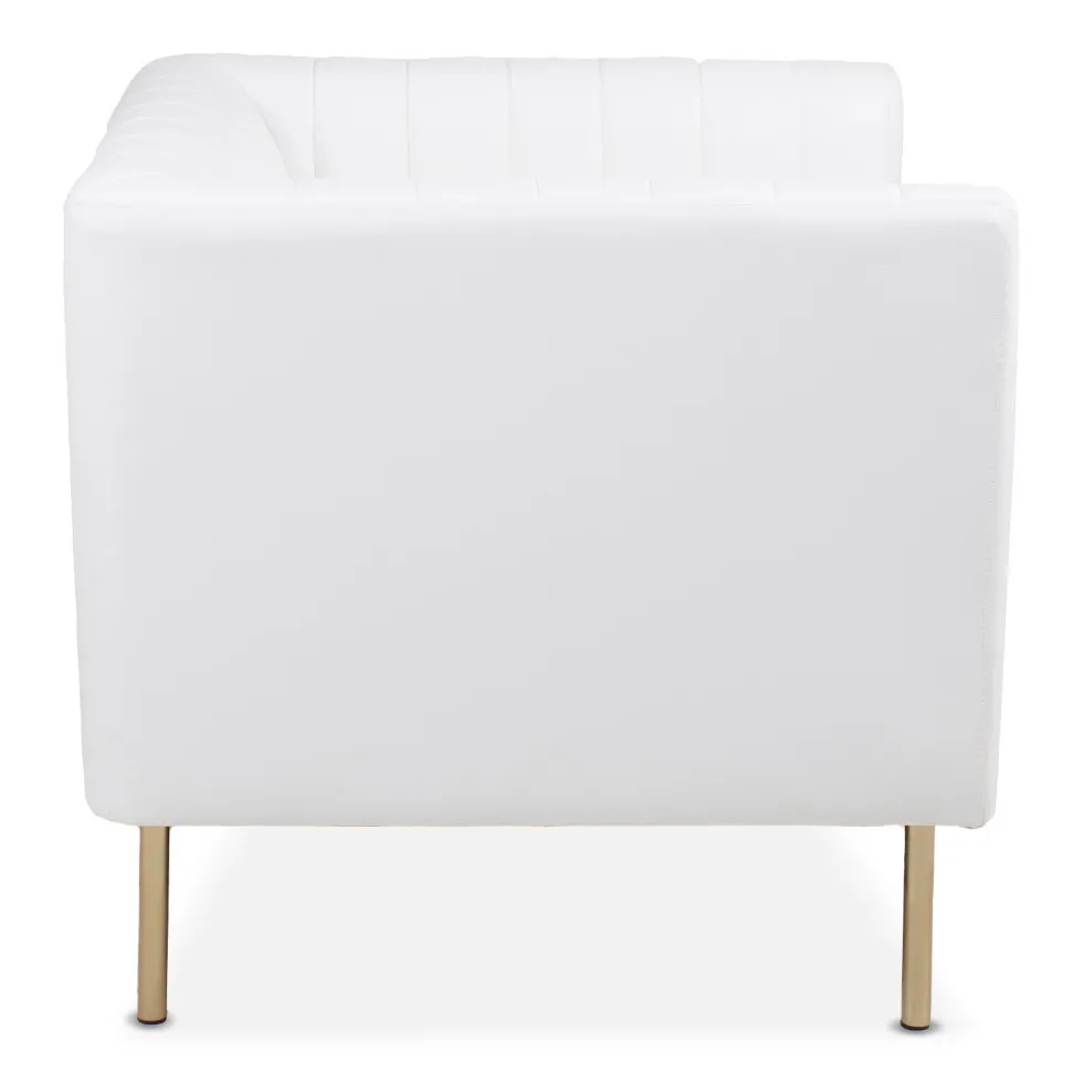 Fauteuil moderne à coutures verticales Sacramento Simili Blanc