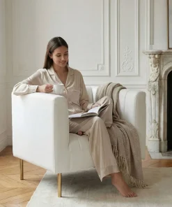 Fauteuil moderne à coutures verticales Sacramento Simili Blanc
