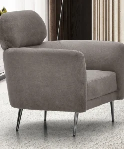 Fauteuil moderne avec haut dossier Damigal Tissu doux Gris taupe