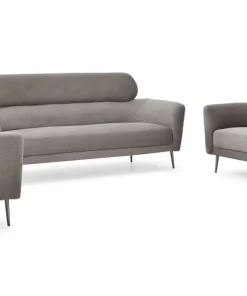 Fauteuil moderne avec haut dossier Damigal Tissu doux Gris taupe