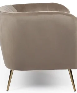 Fauteuil moderne Bombaro pieds métal doré et Velours Taupe