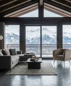 Fauteuil moderne Bombaro pieds métal doré et Velours Taupe
