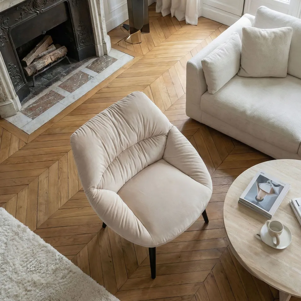 Fauteuil moderne et confortable Patrick Velours Beige