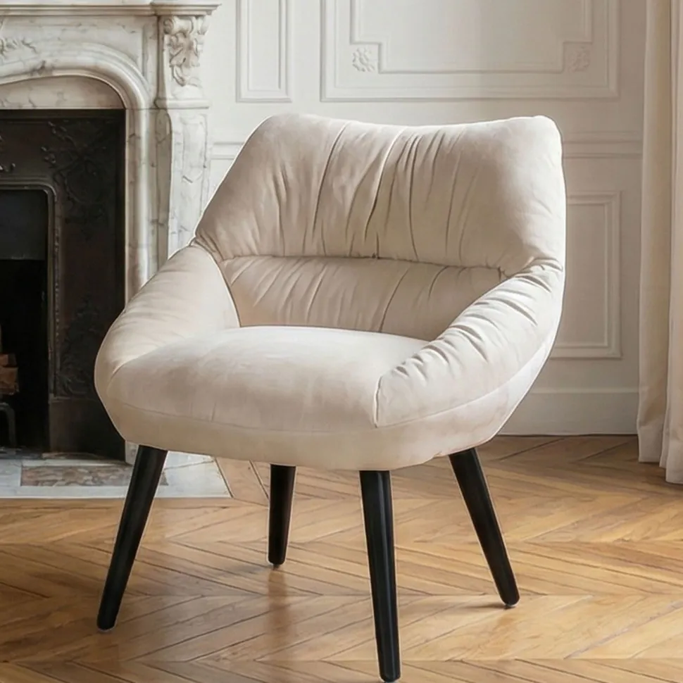 Fauteuil moderne et confortable Patrick Velours Beige