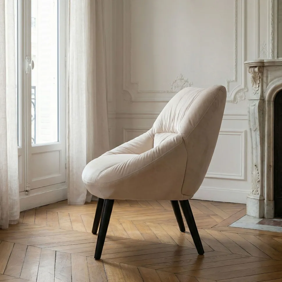 Fauteuil moderne et confortable Patrick Velours Beige