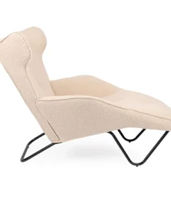 Fauteuil méridienne style bergère relax Shirley Tissu bouclette Beige