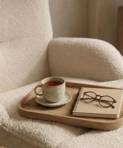 Fauteuil méridienne style bergère relax Shirley Tissu bouclette Beige