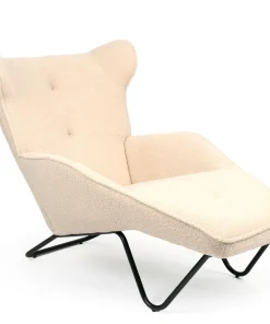 Fauteuil méridienne style bergère relax Shirley Tissu bouclette Beige