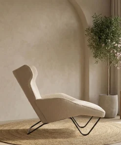 Fauteuil méridienne style bergère relax Shirley Tissu bouclette Beige
