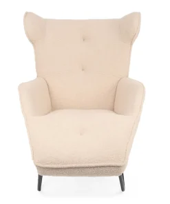 Fauteuil méridienne style bergère relax Shirley Tissu bouclette Beige