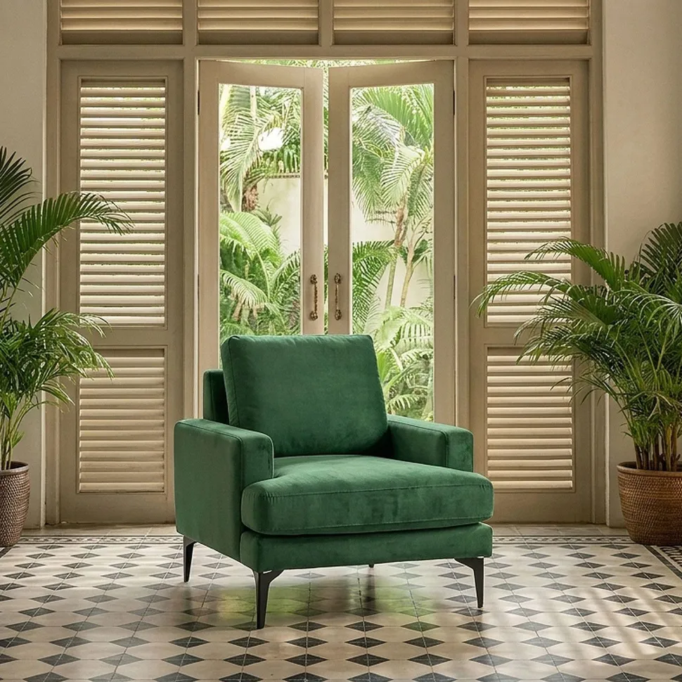 Fauteuil Narchis Velours Vert