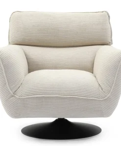 Fauteuil pivotant moderne avec dossier réglable Ghislain Velours côtelé Crème