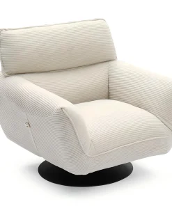 Fauteuil pivotant moderne avec dossier réglable Ghislain Velours côtelé Crème