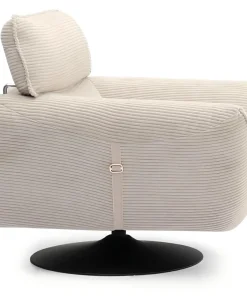 Fauteuil pivotant moderne avec dossier réglable Ghislain Velours côtelé Crème