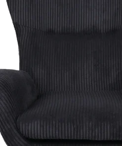 Fauteuil pivotant style bergère Arthuro Velours côtelé Noir