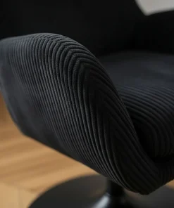 Fauteuil pivotant style bergère Arthuro Velours côtelé Noir