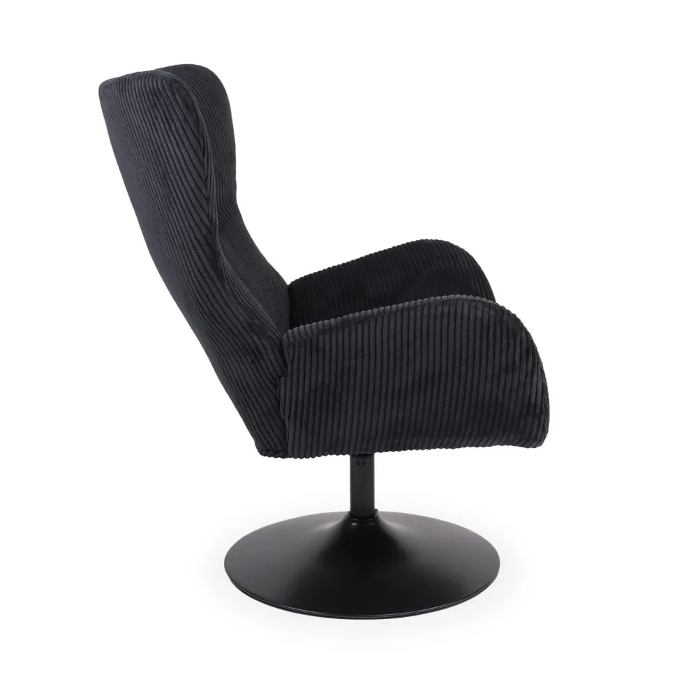 Fauteuil pivotant style bergère Arthuro Velours côtelé Noir