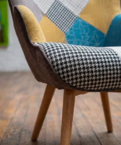 Fauteuil scandinave + pouf Lylou Tissu Patchwork