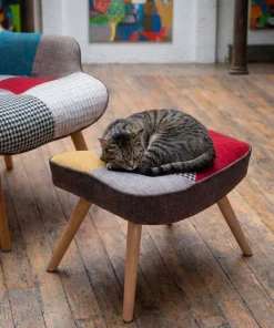 Fauteuil scandinave + pouf Lylou Tissu Patchwork