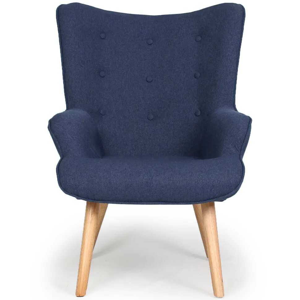Fauteuil scandinave + pouf Lylou Tissu Bleu