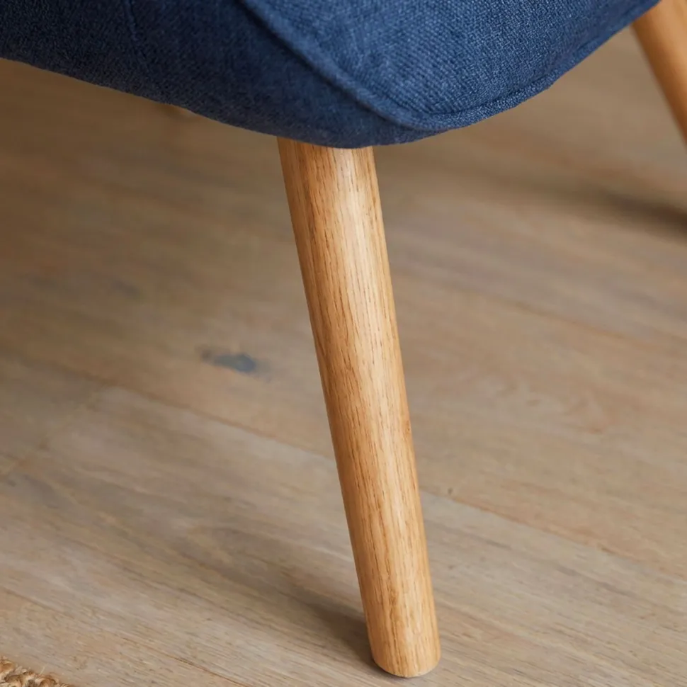 Fauteuil scandinave + pouf Lylou Tissu Bleu
