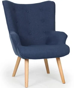 Fauteuil scandinave + pouf Lylou Tissu Bleu