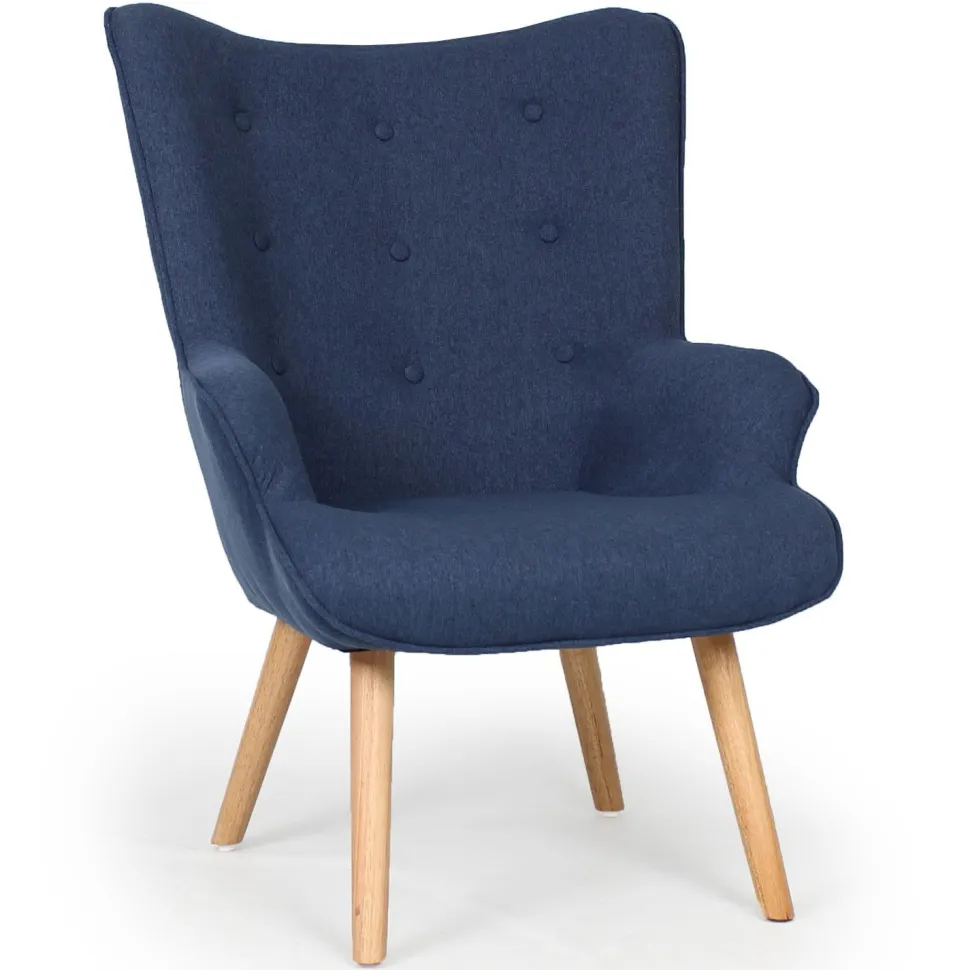 Fauteuil scandinave + pouf Lylou Tissu Bleu