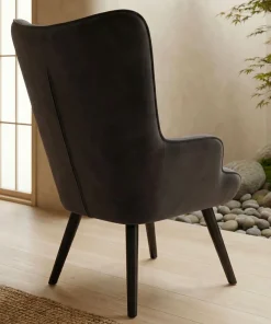 Fauteuil scandinave + pouf Lylou Velours Noir