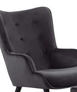 Fauteuil scandinave + pouf Lylou Velours Noir