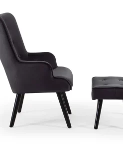 Fauteuil scandinave + pouf Lylou Velours Noir