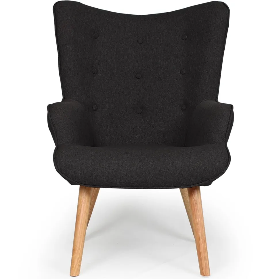 Fauteuil scandinave + pouf Lylou Tissu Noir