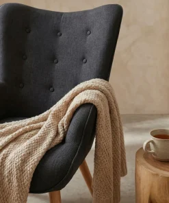 Fauteuil scandinave + pouf Lylou Tissu Noir