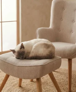 Fauteuil scandinave + pouf Lylou Tissu Beige