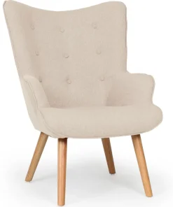 Fauteuil scandinave + pouf Lylou Tissu Beige