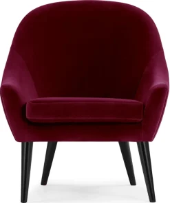 Fauteuil scandinave Dakota Velours Bordeaux