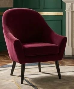 Fauteuil scandinave Dakota Velours Bordeaux