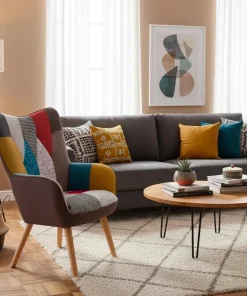 Fauteuil scandinave Klarys Tissu Patchwork